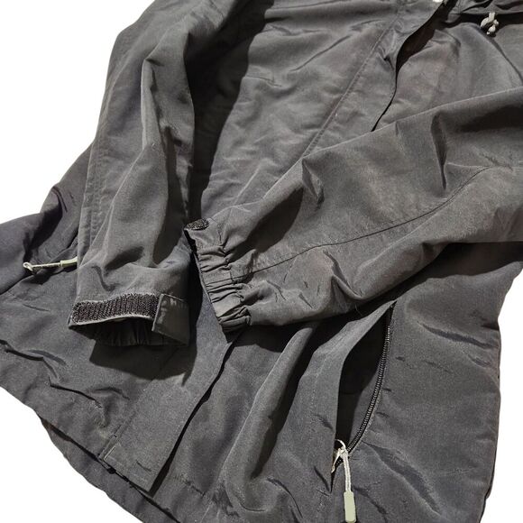 Lands Ends Windbreaker Jacket For Women Size Medium Black Hooded Elastic Waist - Picture 7 of 16